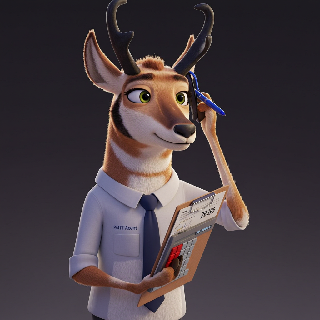 Patti the Pronghorn AI Mascot for Prairie Ledger Services